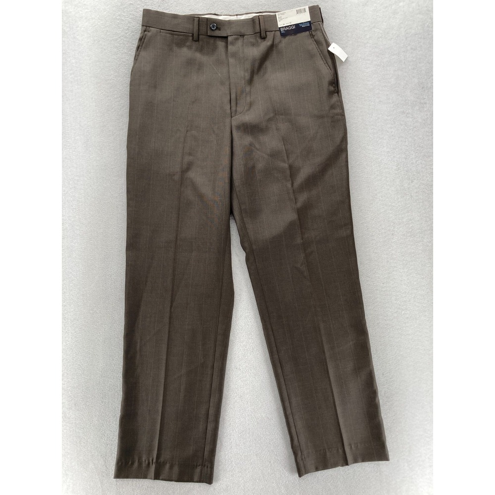 Braggi Louis Raphael Dress Pants Mens 34x32 Brown Moline Plaid Straight Leg NWT